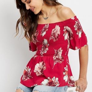 Off The Shoulder Smocked Floral Too